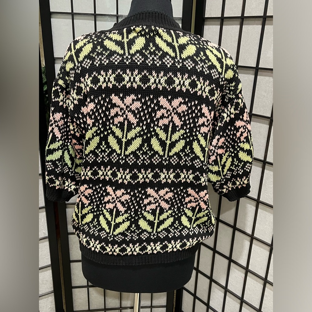 United Colors Of Benetton Black Knit with Pastel Pink & Lime Stripes, EU SIZE 48 - Picture 6 of 10